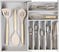 Premium Silverware, Flatware and Utensil Organizer for Kitchen Drawers, Food-Safe Contract Grade, Expandable from 10.5 to 19 In, Gray Bamboo-Ruum Studio Home