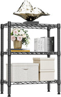 750 lbs 3 Tier Shelf Metal Storage Shelves Wire Rack Closet Organizers for Garage Kitchen Bathroom Laundry Black 11.8" D x 25.6" W x 31.5" H-Ruum Studio Home