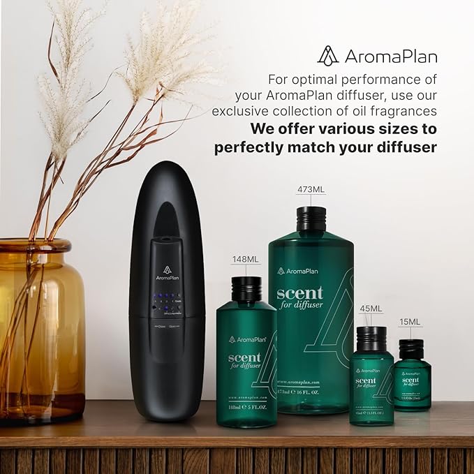 AROMAPLAN Authentic Plug in Waterless Diffuser - Up to 500 Sq. FT Coverage - Nanotechnology Plug in Oil Diffuser for Essential Oils -for Home and Office - Wall Silent & Waterless Oil Diffuser (Black)-Ruum Studio Home