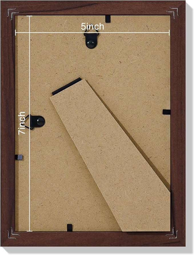 Vittanly 5x7 Picture Frames Set of 9, Shatter Resistant Plexiglass, Display 4x6 Pictures with Mat or 5x7 without Mat, Photo Frames for Wall or Tabletop, Engineered Wood, Walnut-Ruum Studio Home