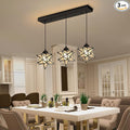 Modern Frosted White Glass Chandelier Dining Room Farmhouse Star Pendants Lights for Kitchen Island LED Ceiling Hanging Lighting Included Warm Light Bulbs Black-Ruum Studio Home
