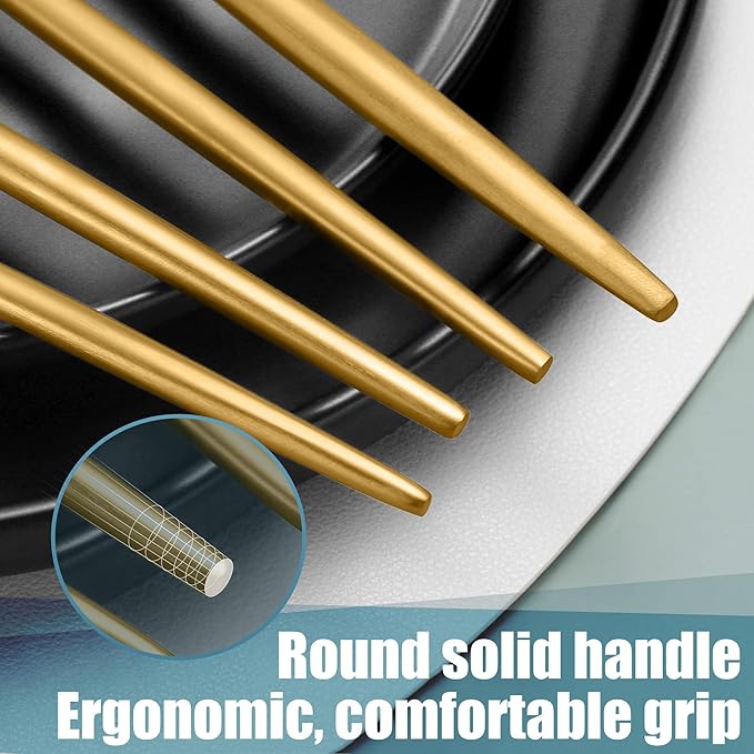 Matte Gold Silverware Set for 4,Modern Stainless Steel Brushed Cutlery Set,20-Pieces Heavy Duty Flatware Set,Knives Spoons and Forks Set Utensils Set, Satin Finish, Dishwasher Safe-Ruum Studio Home
