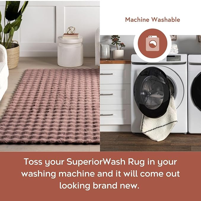 nuLOOM Jeni Checkered 5x8 Machine Washable Area Rug for Living Room Bedroom Dining Room Kitchen, Burgundy-Ruum Studio Home