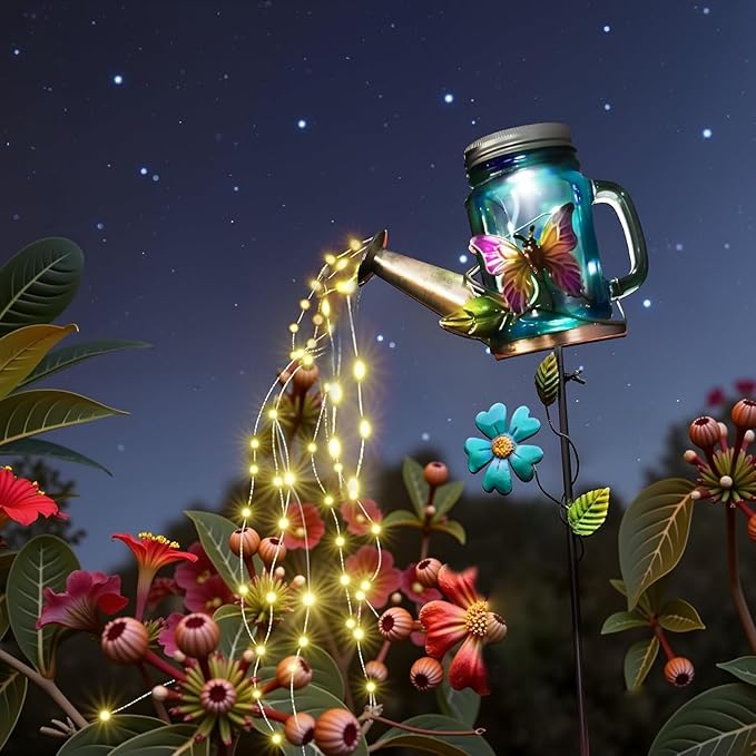 Solar Watering Can Light, Yard Outdoor Decor Lights, IP65 Waterproof, Hanging Butterfly Garden Light, Outside Garden Flower Bed Decor, Women Gift, Birthday Gifts-Ruum Studio Home