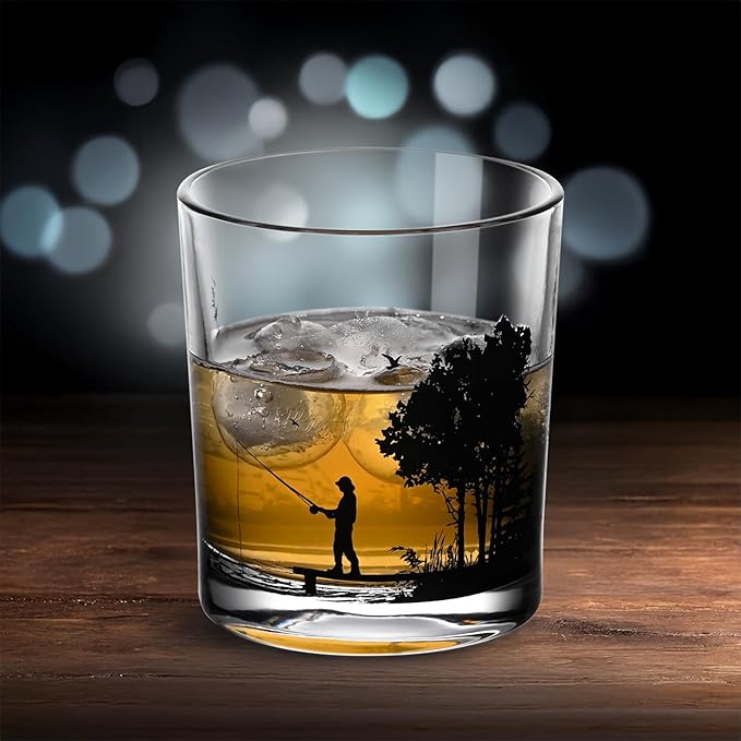 Old Fashioned Whiskey Glasses, Stemless Wine Glasses with Gift Box, 10Oz Rocks Glass for Scotch Cocktail Bourbon Vodka Liquor, Unique Gifts for Dad, Husband, Father's Day, Anniversary-Ruum Studio Home