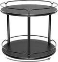 Lazy Susan Organizer 2 Tier - 12.4" Turntable Spice Rack for Table Top, Wooden Rotating Lazy Susan for Cabinet Pantry Kitchen Countertop Dining Table Cupboard Bathroom Vanity Storage(Black)-Ruum Studio Home