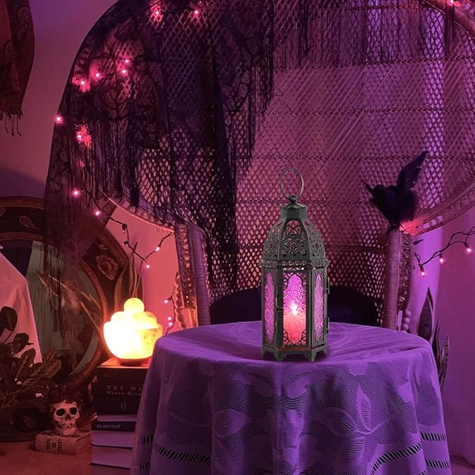 NEEDOMO Halloween Decorations,11'' Moroccan Lanterns Decorative Indoor & Outdoor, Vintage Christmas Candle Holder, Metal Lanterns Decorative, Table, Patio, Porch, Shelf, Christmas Spring Home Decor-Ruum Studio Home