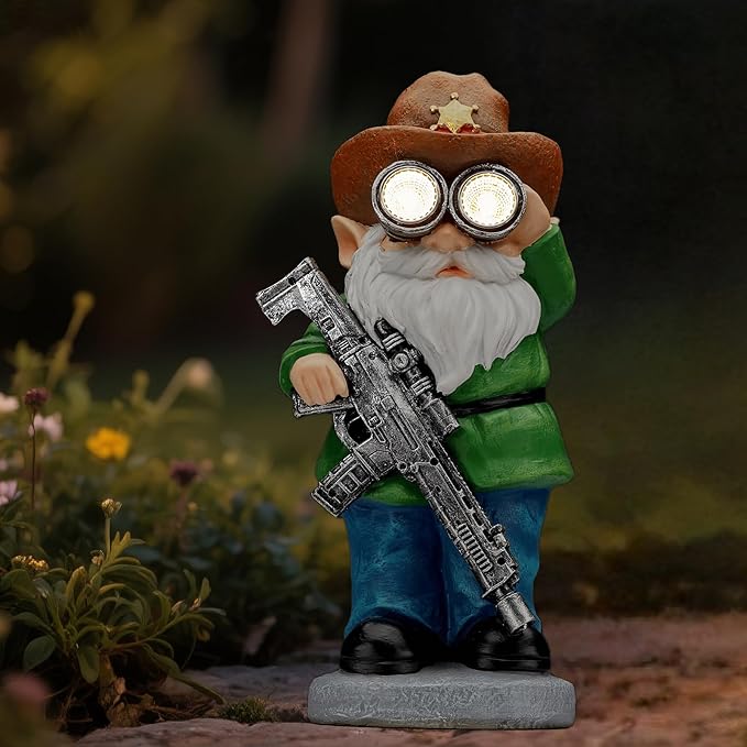 Funny Garden Gnomes Statue Outdoor Decor, Solar Telescope Gnome Decorations for Yard, Lawn, Patio, Porch, Fathers Day Birthday Housewaming Gifts for Dad, Men, Husband, 10.6 Inch, Resin-Ruum Studio Home