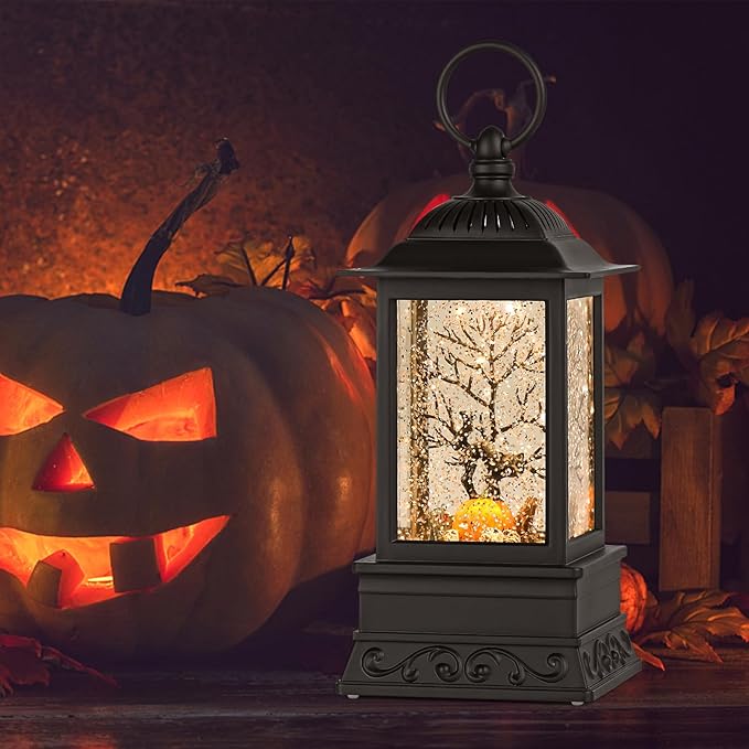 Halloween Snow Globe Black Cat Lantern, Glitter Lighted Snow Globes Halloween Decorations for Home, Light Up Snowglobe Halloween Décor-Ruum Studio Home