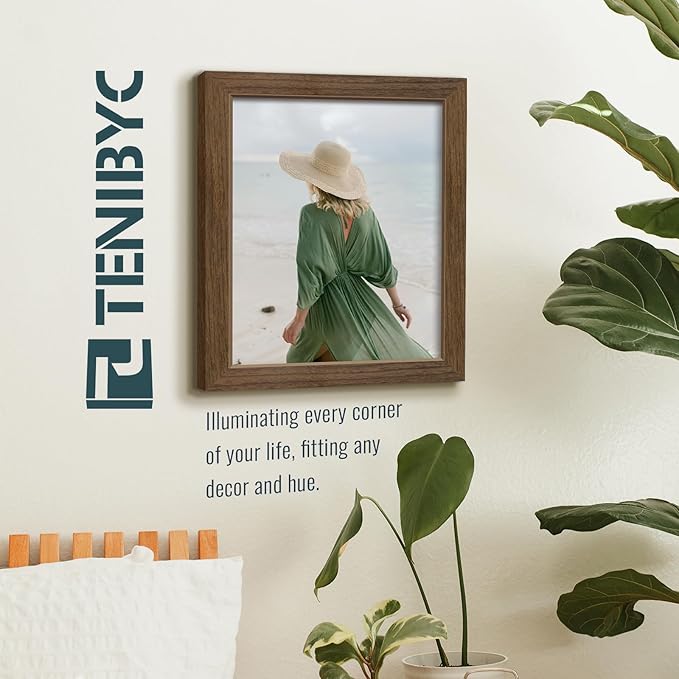 8.5x11 Picture Frame Set of 3 - Brown Woodgrain, Wood Photo Frame, HD Tempered Glass, Table Display or Wall Hanging-Ruum Studio Home