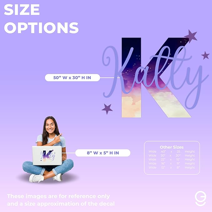 Custom Stickers Name Wall Decor I Personalized Name Sign for Room Decor | Multiple Custom Name & Initial I Decal for Baby Girl Nursery Decor I Nursery Wall Decal for Baby (B. Night Sky)-Ruum Studio Home
