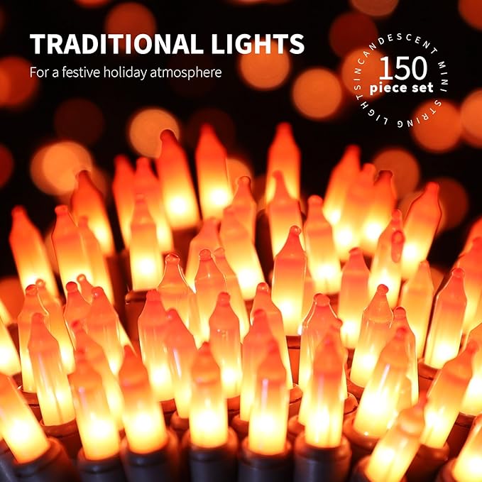 150LIGHTS Orange Extra-Bright with End Connectors Halloween Decorative Lights 9.72m UL Certified Mini String Light Set Waterproof for Halloween Home Garden Christmas Tree Party Patio Wedding-Ruum Studio Home