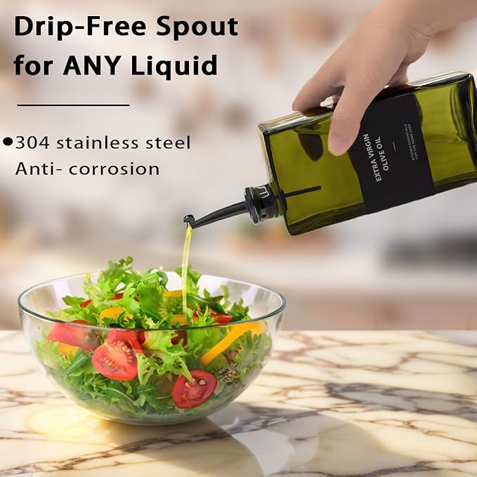 Olive Oil Dispenser Bottle for Kitchen 16.9oz, UV-Blocking Oil and Vinegar Dispenser Set, Soy Sauce Dispenser, Space Saving Design for Countertop (Green, 2pcs)-Ruum Studio Home