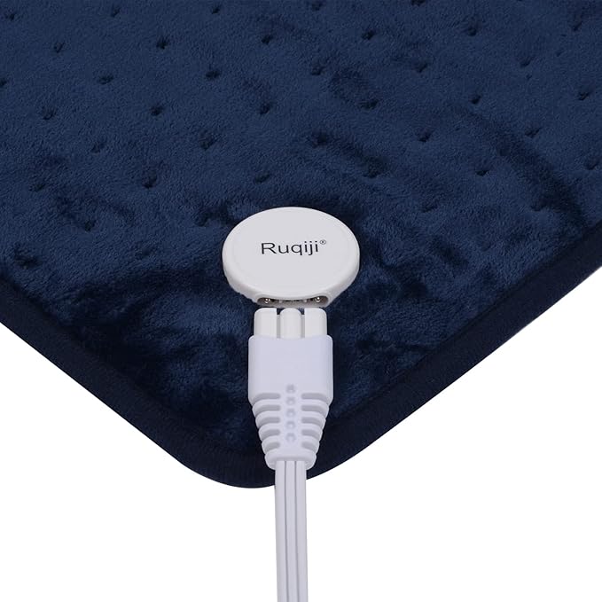 Ruqiji 17''x33'' XXXL King Size Heating Pad with 120 Minutes Auto Shut Off&6 Temperature Settings, Flannel Electric Heating Pad/Pain Relief for Back/Neck/Shoulders/Menstrual Pain/Leg Cramp (Dark Blue)-Ruum Studio Home