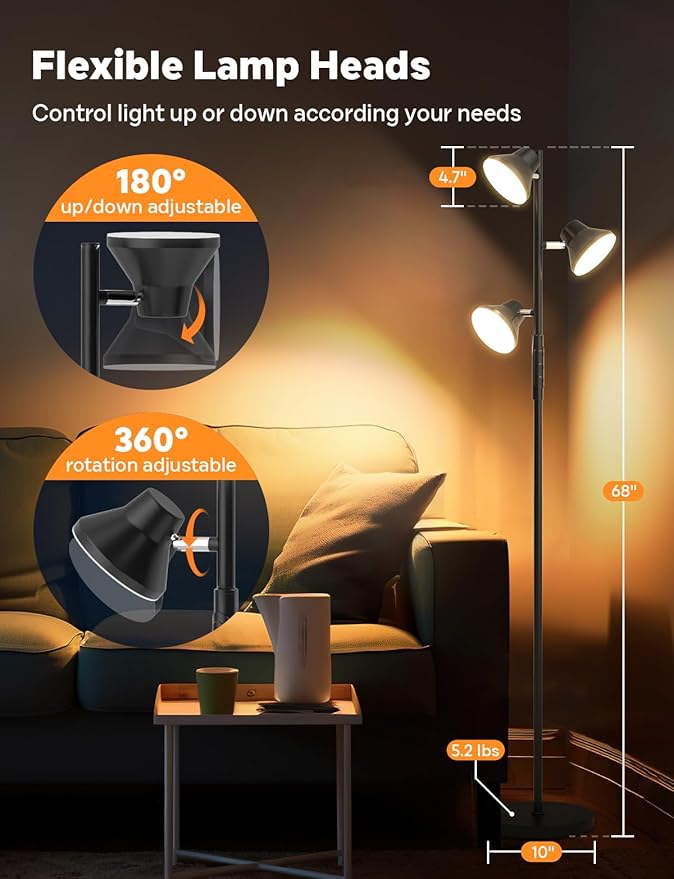 RGBCW Floor Lamp, 36W Bright Color Changing Lamp, Modern Stepless Dimmable LED RGB Floor Lamp with Remote & Touch Control, Standing Lamp for Living Room, Game Room, Bedroom-Ruum Studio Home