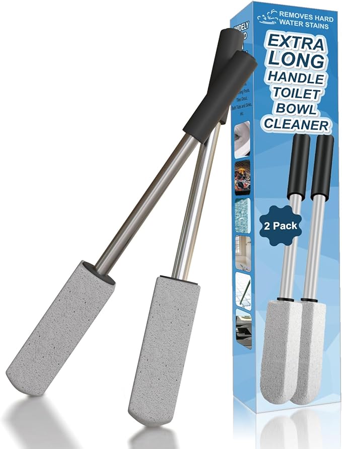 2 Pack Pumice Stone for Toilet Cleaning,16.14In Extra Long Handle Toilet Pumice Stone Toilet Bowl Cleaner Brush Toilet Scrubber for Toilets Bathtubs Grills Sinks-Ruum Studio Home