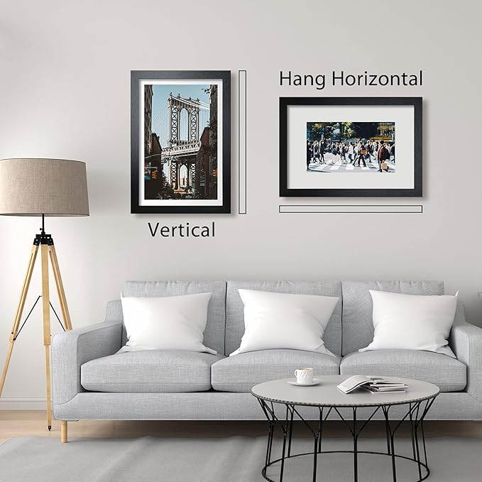 VCK 12x18 Inch Solid Wood Poster Frames with Wall Mounting Hanging Picture Frame Set of 3 Black-Ruum Studio Home