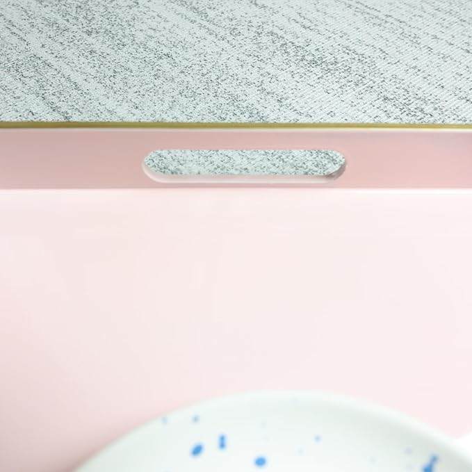 Spsyrine Pink Decorative Serving Tray with Handles, Elegant Plastic Coffee Table Tray for Ottoman, Living Room, Home Decor 15.6" X 10.2"-Ruum Studio Home