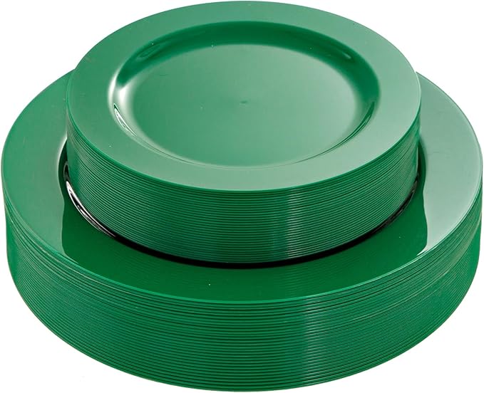 FLOWERCAT 60PCS Green Plates & St. Patrick's Day Plates - Heavy Duty Dark Green plates Disposable for St. Patrick's Party&Super Bowl- Include 30PCS 10.25" Dinner Plates & 30PCS 7.5" Dessert Plates-Ruum Studio Home