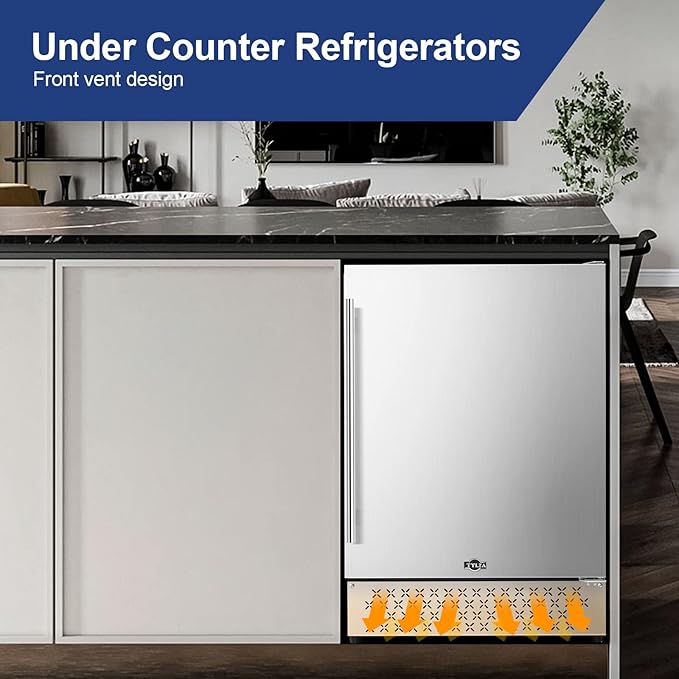 Tylza Outdoor Beverage Refrigerator 24 Inch, Stainless Steel Under Counter Beverage Cooler, 190 Cans Beer Fridge Built-in and Freestanding Beverage Fridge-Ruum Studio Home