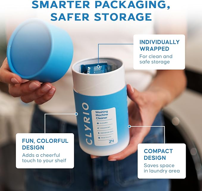 Clyrio Washing Machine Cleaner, 1-Year Supply of Washing Machine Cleaning Tablets, Great for Freshening Top and Front Loaders, 24 Concentrated Tablets-Ruum Studio Home
