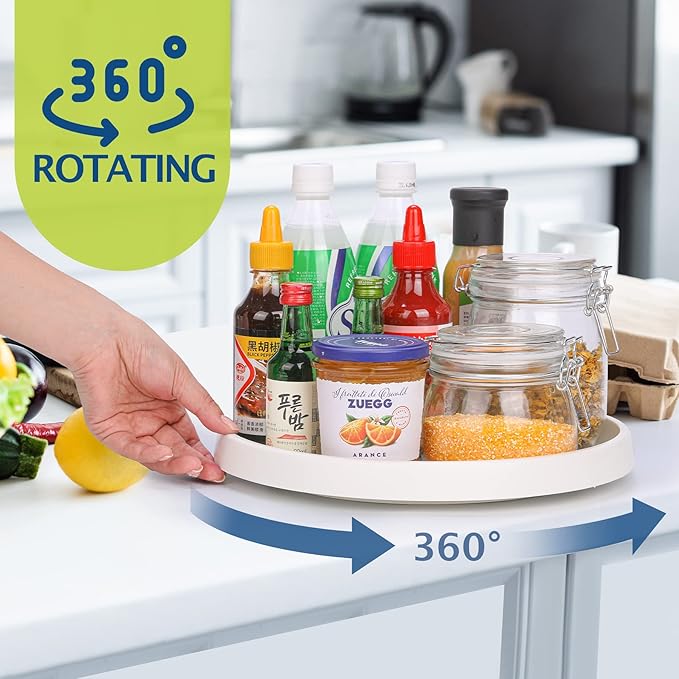 Lazy Susan Turntable, Set of 4, 10 Inch Non-Skid Lazy Susan Organizer for Cabinet, Pantry Organization, Kitchen Storage, Bathroom Sink Cabinet, Refrigerator, Countertop, Spice Rack (4 Pack 10 in)-Ruum Studio Home