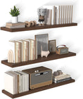 48 Inch Floating Shelf 3 Pack Large Floating Shelves for Wall No Drilling Accessories Included Deep Wall Shelves for Living Room Kitchen Farmhouse 48" W x 12" D x 1.2" Walnut-Ruum Studio Home