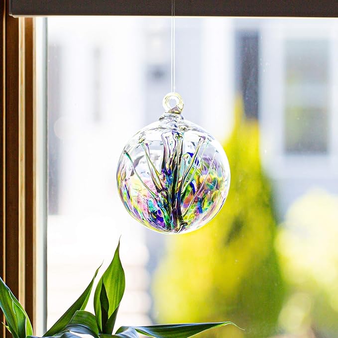 Luke Adams Handmade Glass Gazing Balls for Garden on Clearance – Hand Blown Glass Gazing Ball for Yard Décor – Decorative Garden Globe (Sea Sky Violet)-Ruum Studio Home