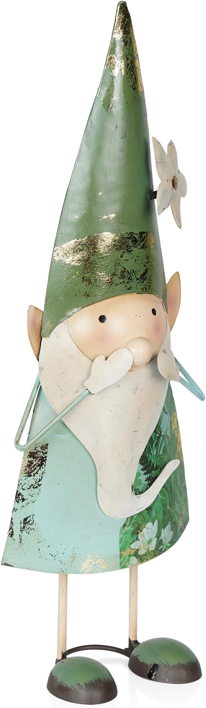 Alpine Corporation - 18" Tall Outdoor Garden Gnome Yard Decoration - Metal Statue with Speak No Evil Expression - Durable, Weatherproof Lawn Sculpture for Patio, Deck, Yard-Ruum Studio Home