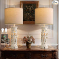 BOBOMOMO 27.25” Farmhouse Table Lamps Set of 2 – Antique White Bedside Lamps with Night Light & USB A+C Ports, Vintage Lamps for Bedroom, Living Room, Entryway, Console Table (Bulbs Included)-Ruum Studio Home