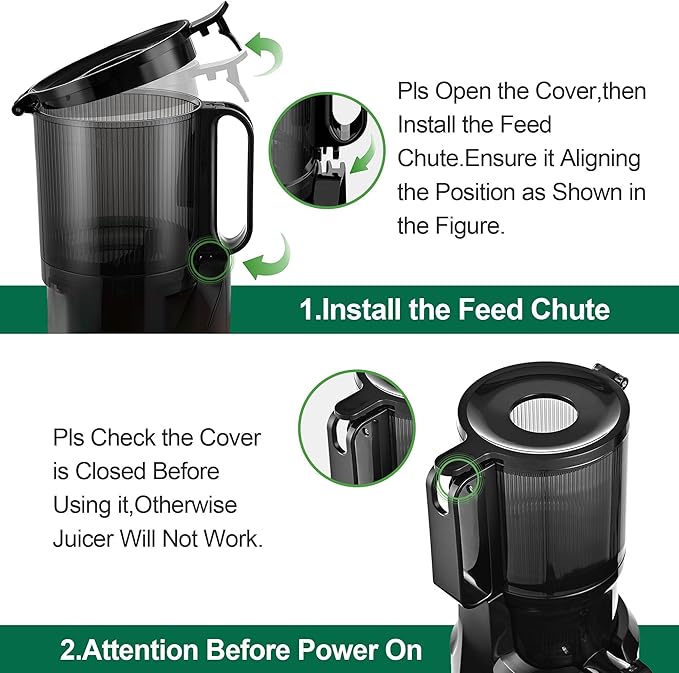 Cold Press Juicer Machines Slow Masticating Juicer Machines with 1.1 L Large Feed Chute Fit Whole Fruits and Vegetables Easy Clean Self Feeding,High Juice Yield,BPA Free (Ink-black)-Ruum Studio Home