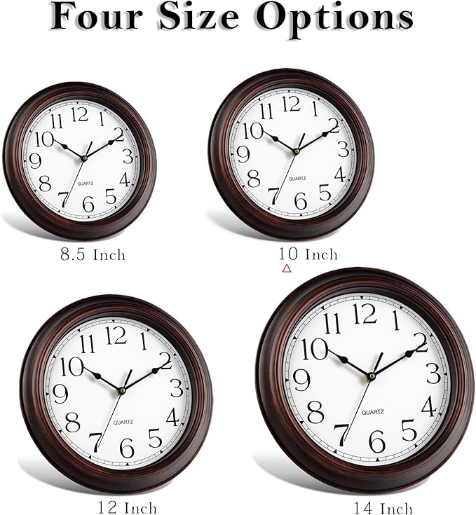Wall Clock 10 Inch Battery Operated Silent Non-Ticking Wall Clock Vintage Retro Rustic Style Decorative for Bedroom Living Room Kitchen Home Office (Bronze)-Ruum Studio Home
