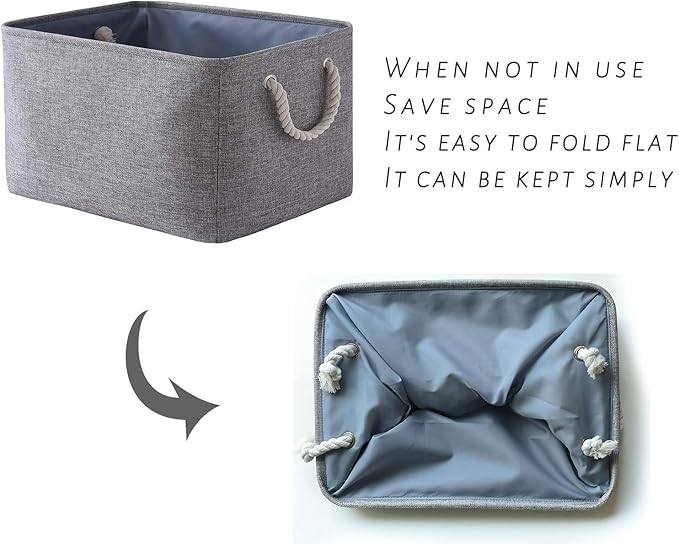 TcaFmac Organization and Storage Basket for Organizing - Large 4 Pack 16x12x8 inch Collapsible Storage Bins for Shelves, Fabric Storage Cubes for Closet Cloth Nursery Toy Books Gifts (Grey)-Ruum Studio Home