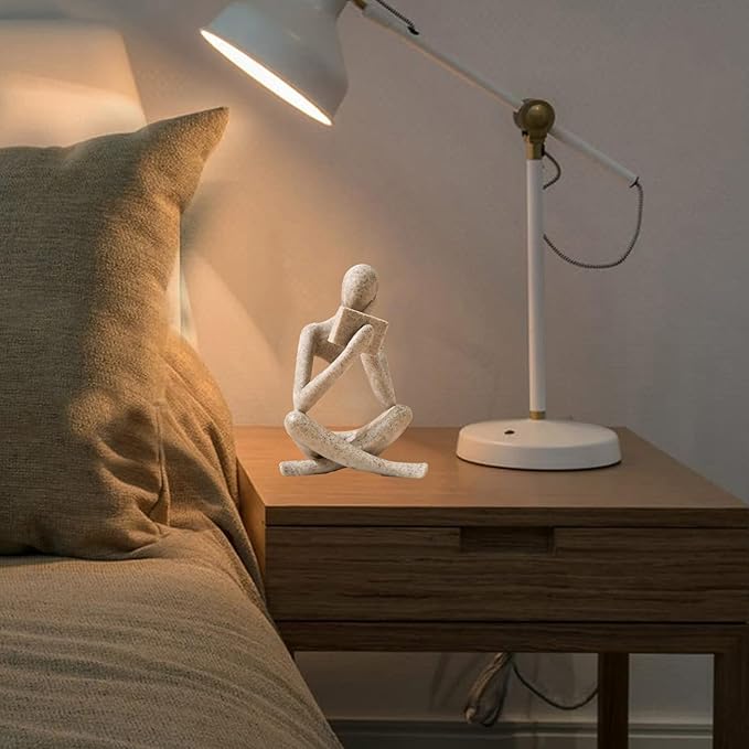 Bookshelf Decor Thinker Statue - Abstract Style Thinker Sculptures Modern Aesthetic Figurine Decoration Statues for Home Decor-Right Thinking-Sandstone-Ruum Studio Home