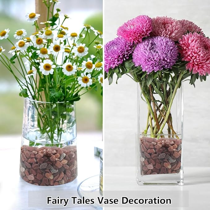 5LB Succulent and Cactus Gravel Pebbles, 1/5 Inch Natural Decorative Polished Stones, River Rocks for Vases Gardening Indoor and Outdoor Decorative Rocks, Red-Ruum Studio Home