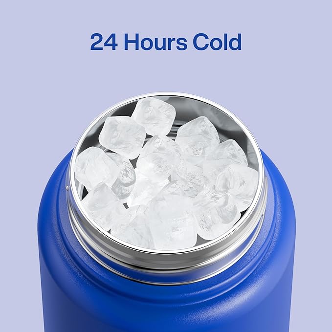 Insulated Water Bottle with Straw Stainless Steel Water Bottle, Leak-Proof, BPA-Free, Double Wall Vacuum Keeps Cold for 24 Hours for Sports, Travel, School (32 oz, Beaucoup Blue)