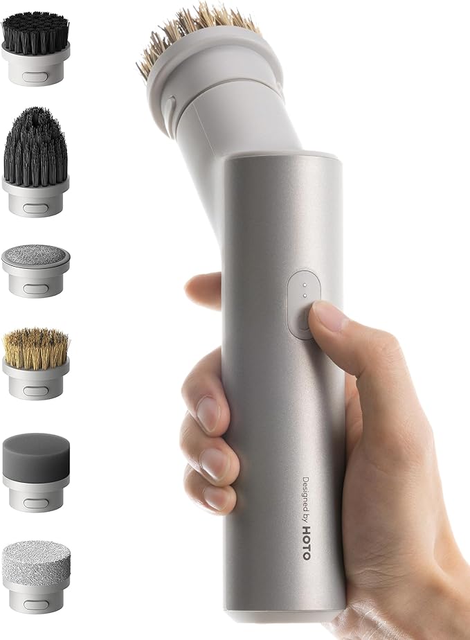 HOTO Cordless Electric Spin Scrubber, IPX7 Full Body Waterproof Dish Scrubber Brush, Bathroom Cleaning Brush, Max 22 in-lb, Power Scrubber with 9 Brush Heads for Kitchen, Sink, Bathroom, Shower, Tile-Ruum Studio Home