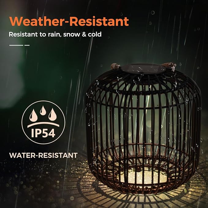 Solar Yard 1-Pack Outdoor Solar Lamp, Water-Resistant Lights for Outside Hanging Lantern Table Lamp Lights Decoration for Garden, Yard, Patio, Porch, Trees, Pathway, Black-Ruum Studio Home