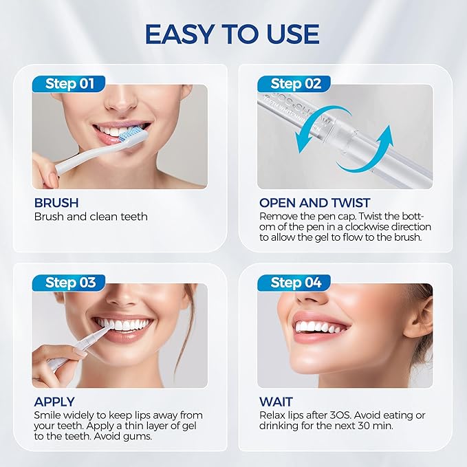 5 x Teeth Whitening Pen Gel (4+1 Desensitizing Gel), No Sensitivity Teeth Whitening Gel Kit, Effective Teeth Whitener, Travel-Friendly Tooth Whitening Pen, Carbamide Peroxide Tooth Bleaching-Ruum Studio Home