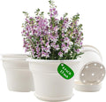 13 Inch Plastic-Flower-Pot-for-Indoor-Plants, 4 Pack Large Outdoor Planter Pot with Drainage Holes & Saucers, Resin Decorative Garden Pots Planters-Ruum Studio Home