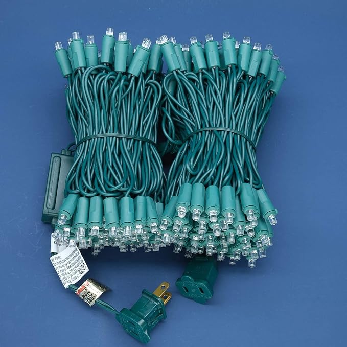 200 Count Cool White Wide Angle LED Christmas Lights, 66 ft Green Wire UL Certified Commercial Grade 5mm Holiday String Light Set (Cool White)-Ruum Studio Home