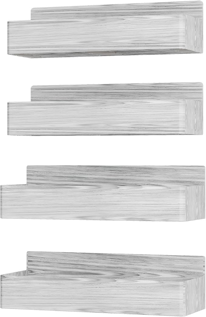 Magnetic Spice Rack for Refrigerator, Kitchen Organizer and Storage Shelf, Wood White(4 Pack)-Ruum Studio Home
