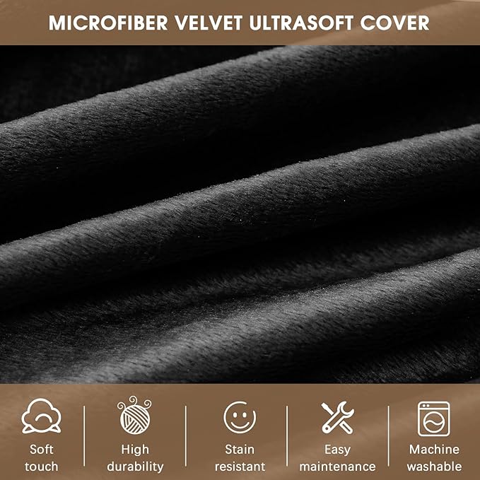 Bean Bag Chairs for Adults - Memory Foam Furniture BeanBag Chair - Kids/Teens Sofa with Soft Micro Fiber Cover - Round Fluffy Couch for Living Room Bedroom College Dorm - Carbon Black-Ruum Studio Home