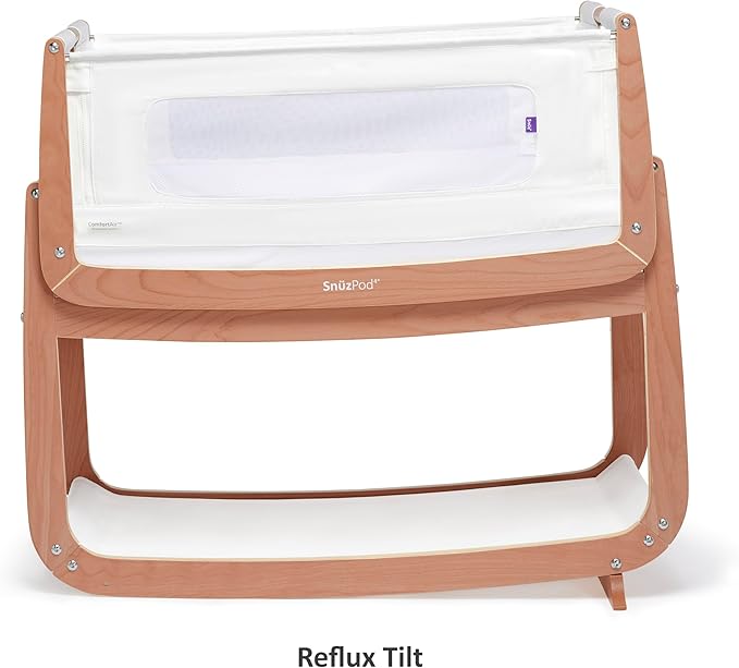 SnuzPod 4 Rocking Baby Bassinet Bedside Sleeper - Lightweight, Portable Bedside Bassinet, Lift Off Crib, Zip Down Wall, 3D Breathable Mattress, 6 Height Settings and Comfort Incline Mode, Natural-Ruum Studio Home