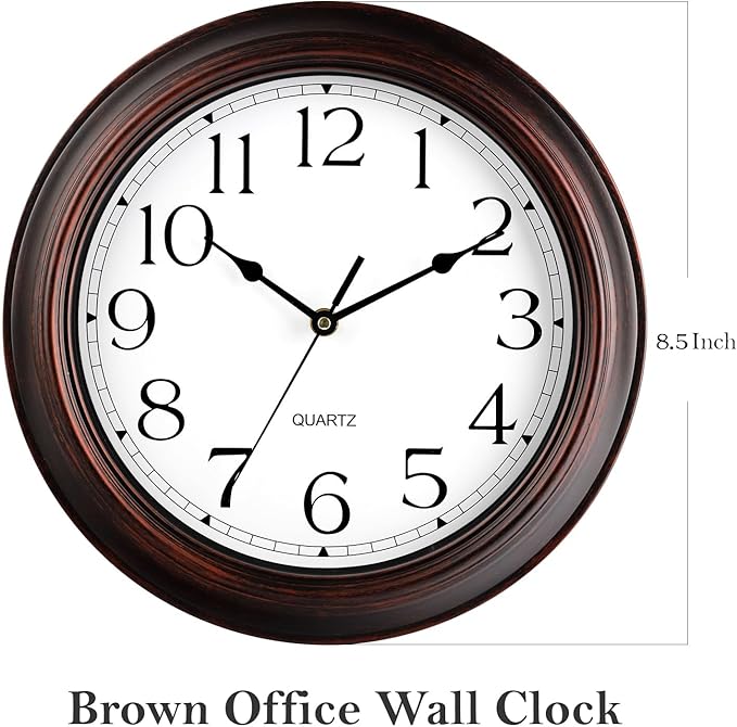 Wall Clocks Battery Operated Silent Non-Ticking Wall Clock 8.5 Inch Small Vintage Retro Rustic Style Decorative for Kitchen Living Room Home Office (Bronze)-Ruum Studio Home