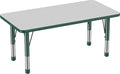 FDP Rectangle Activity School and Kids Classroom Table (24 x 48 inch), Toddler Legs, Adjustable Height 15-24 inches - Gray Top and Green Edge-Ruum Studio Home