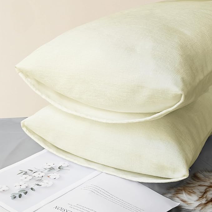 CaliTime Throw Pillow Covers Decorative 20 X 26 Inches Pack of 2 Cozy Chenille Standard Pillow Shams Cases for Couch Sofa Bed Living Room Home Beige-Ruum Studio Home