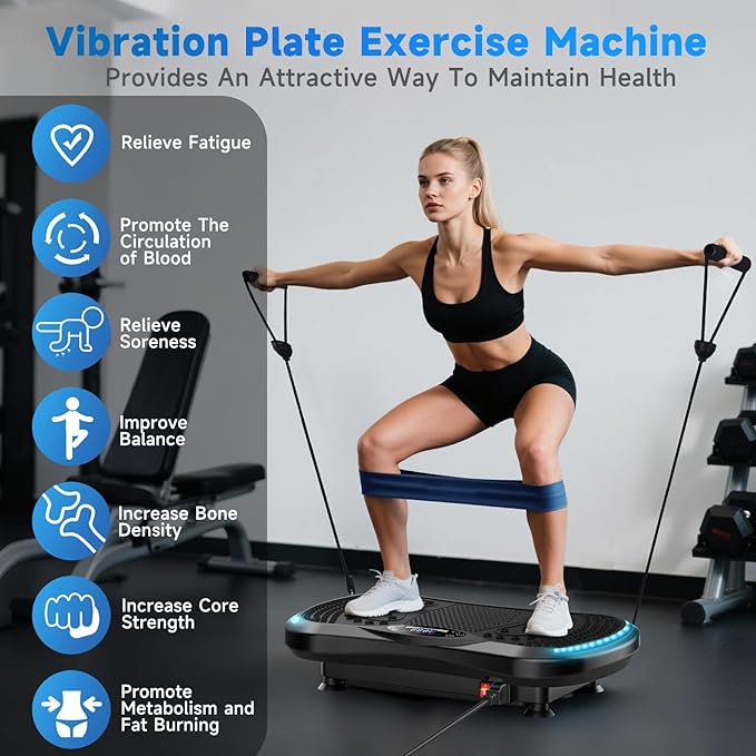 Vibration Plate Exercise Machine for Lymphatic Drainage, Vibration Machine for Full-Body Weight Loss Shaping, Vibrate Fitness Platform 400 Lbs & 200 Adjustable Speeds for Women Men Home Gym-Ruum Studio Home