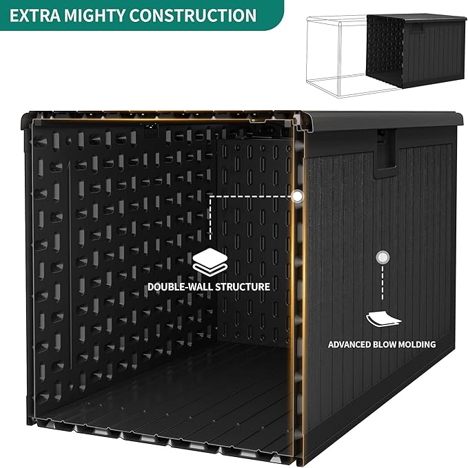 YITAHOME 150 Gallon Double-Wall Deck Box with Side Handles, Outdoor Large Storage for Patio Furniture Cushions, Garden Pool Accessories, Water Resistant & Lockable-Ruum Studio Home