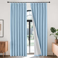Joydeco Pinch Pleated Linen Curtains Darkening Drapes for Bedroom, 100% Blackout Drapes 96 inches Long 2 Panels Heat Blocking Curtains(Chambray Blue,40'' Wx96'' L)-Ruum Studio Home